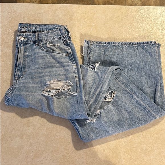 American Eagle Super High Rise Baggy Wide Leg Jeans 2 X Long - Picture 2 of 9
